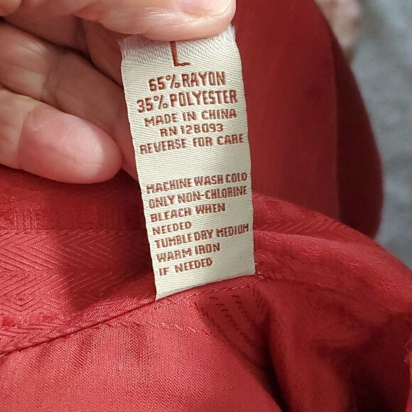 Paradise blue"men's, casual button-down collar shirt. Size large. Beautiful red - Picture 9 of 10